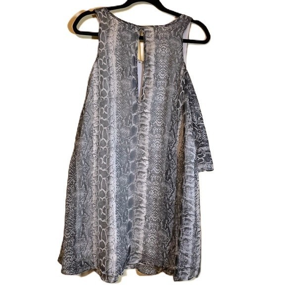 Python Print Judith March Sz S Oversized Dress Cold Shoulder Tie Arms Loose Fit - Picture 4 of 12